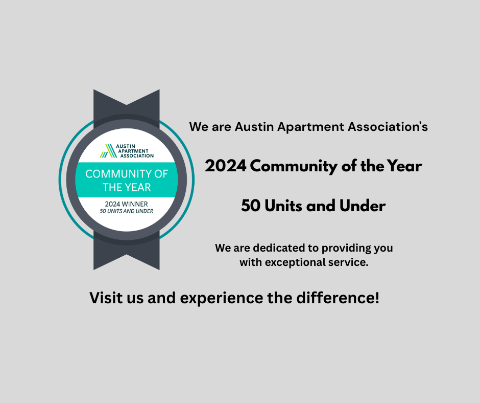 a community award for the 2020 year at The Colony Creek Apartments