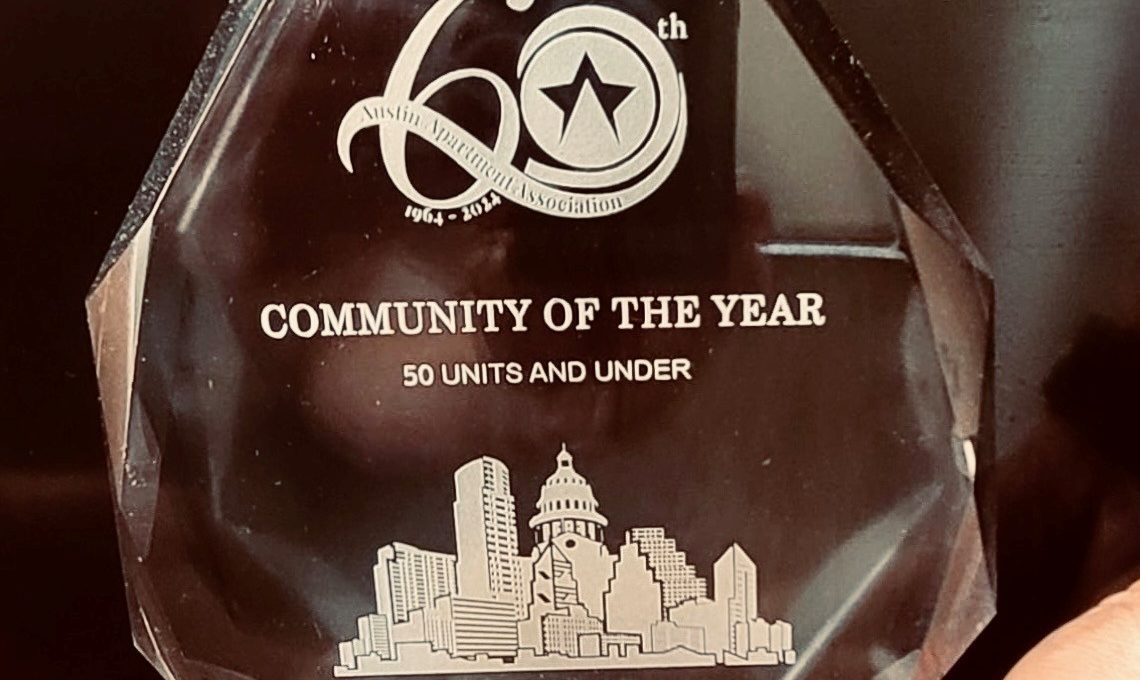 community of the year award at The Colony Creek Apartments