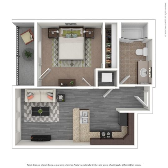 946 MLK Floor Plan A4 1 Bed 1 Bath 592 sqft