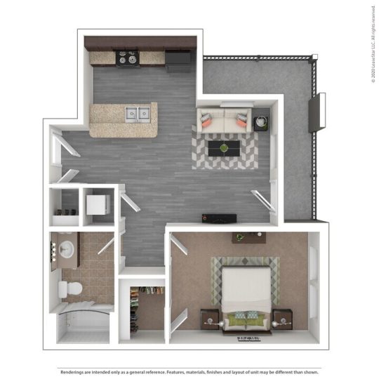 946 MLK Floor Plan A1 1 Bed 1 Bath 697 sqft