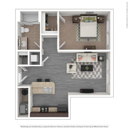 946 MLK Floor Plan A2 1 Bed 1 Bath 749 sqft