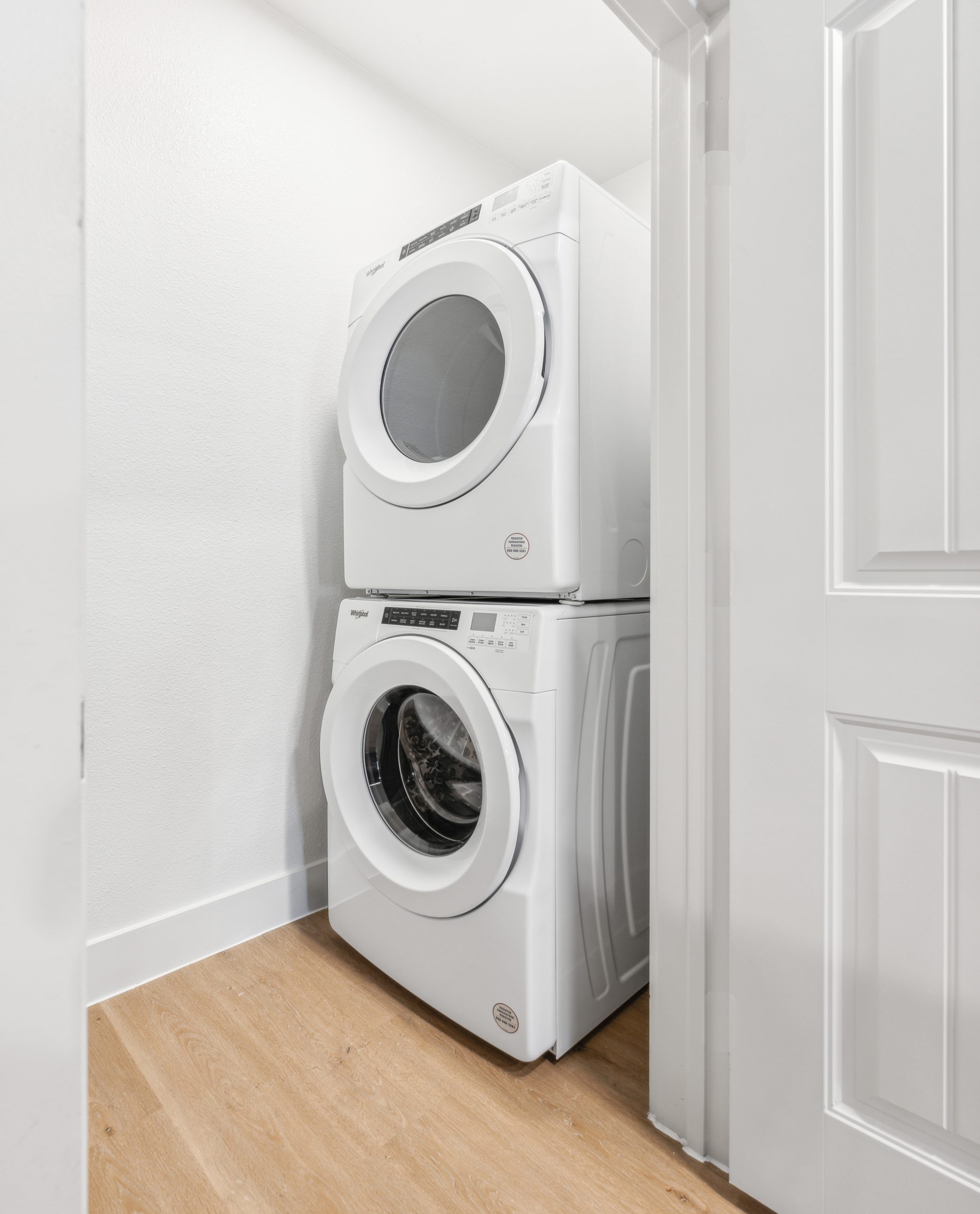 a washer and dryer in a small laundry room at The Rushcreek