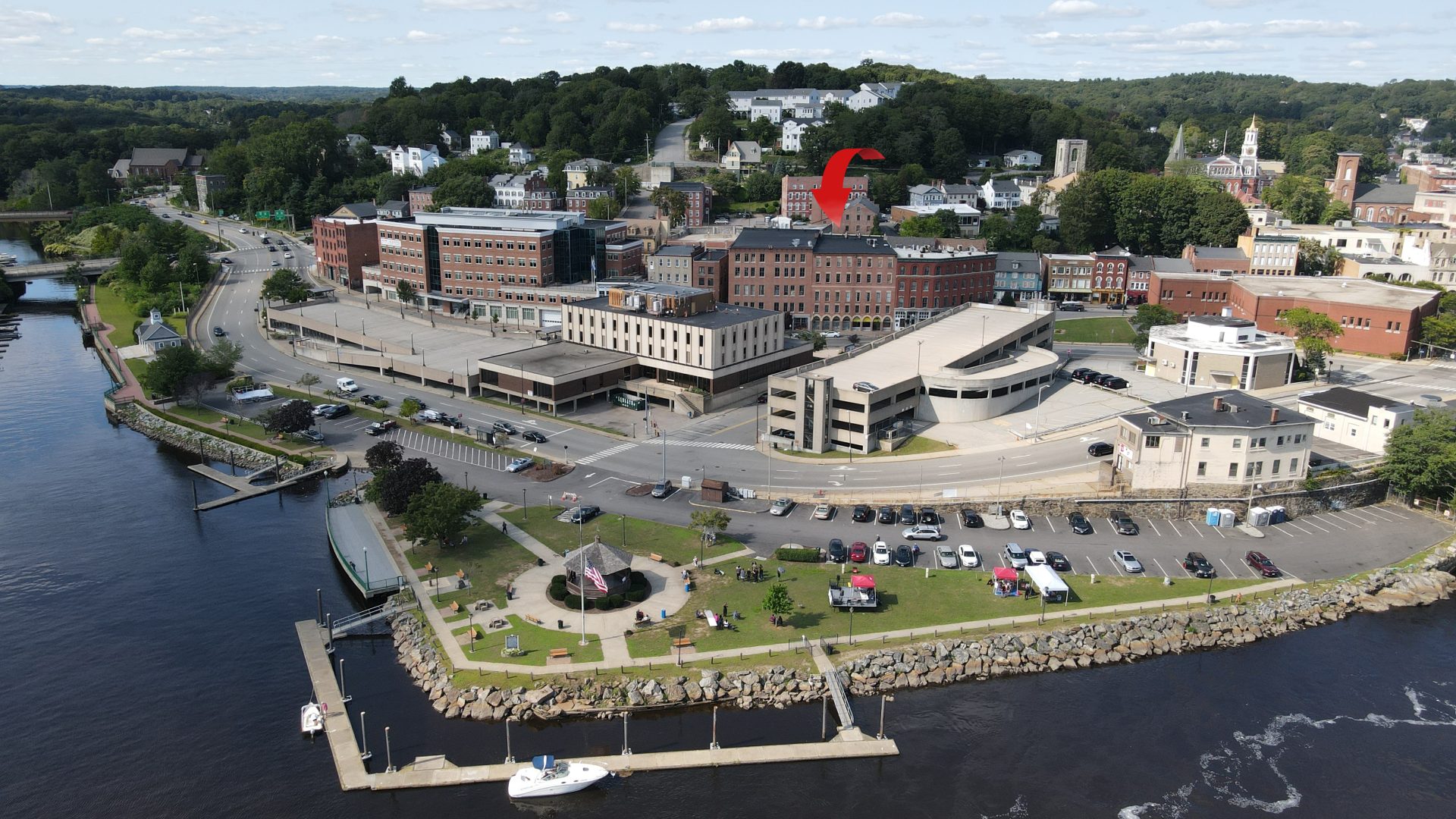 Aerial Building With Arow