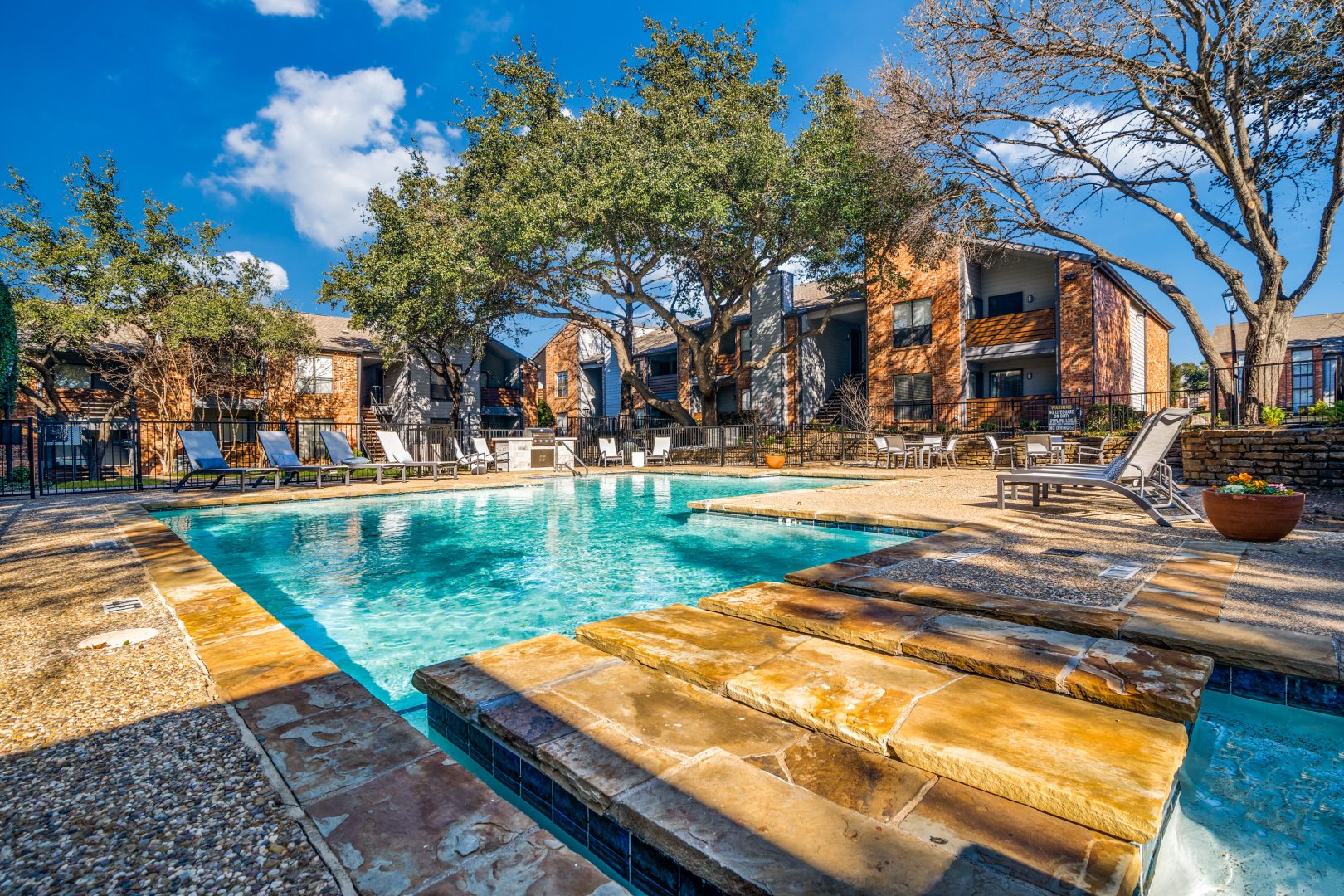 the pool at The Falltree Apartments