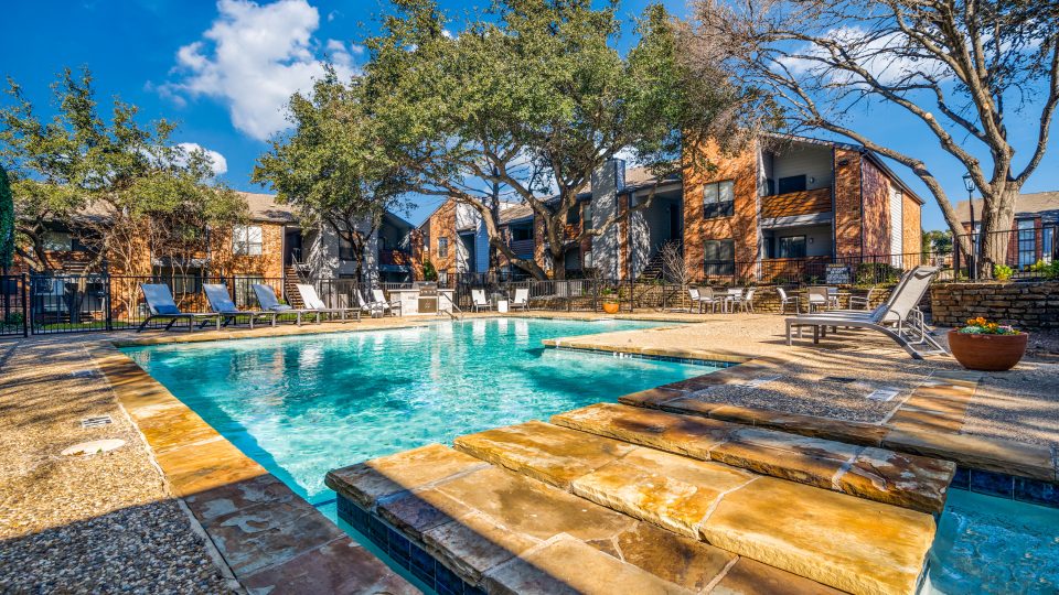 the pool at The Falltree Apartments