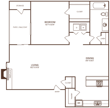 the floor plan for a two bedroom apartment at The  Reid Apartments