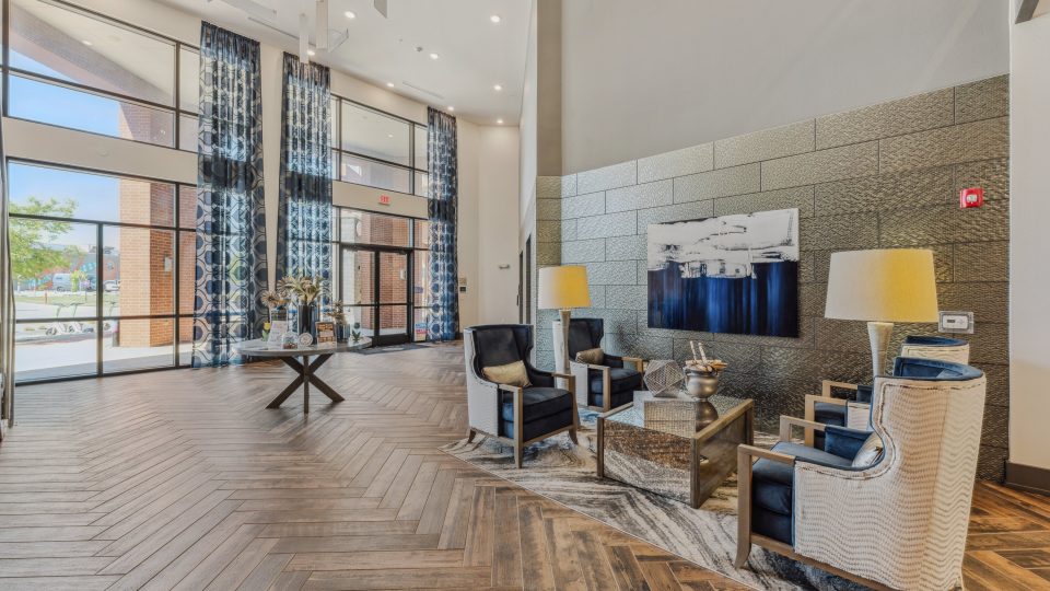 the lobby at The Steelyard Apartments