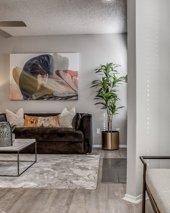 a living room with a window and a couch at The Westley