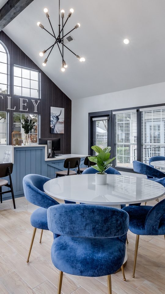 the dining room at westwood apartments in westwood, ca at The Westley