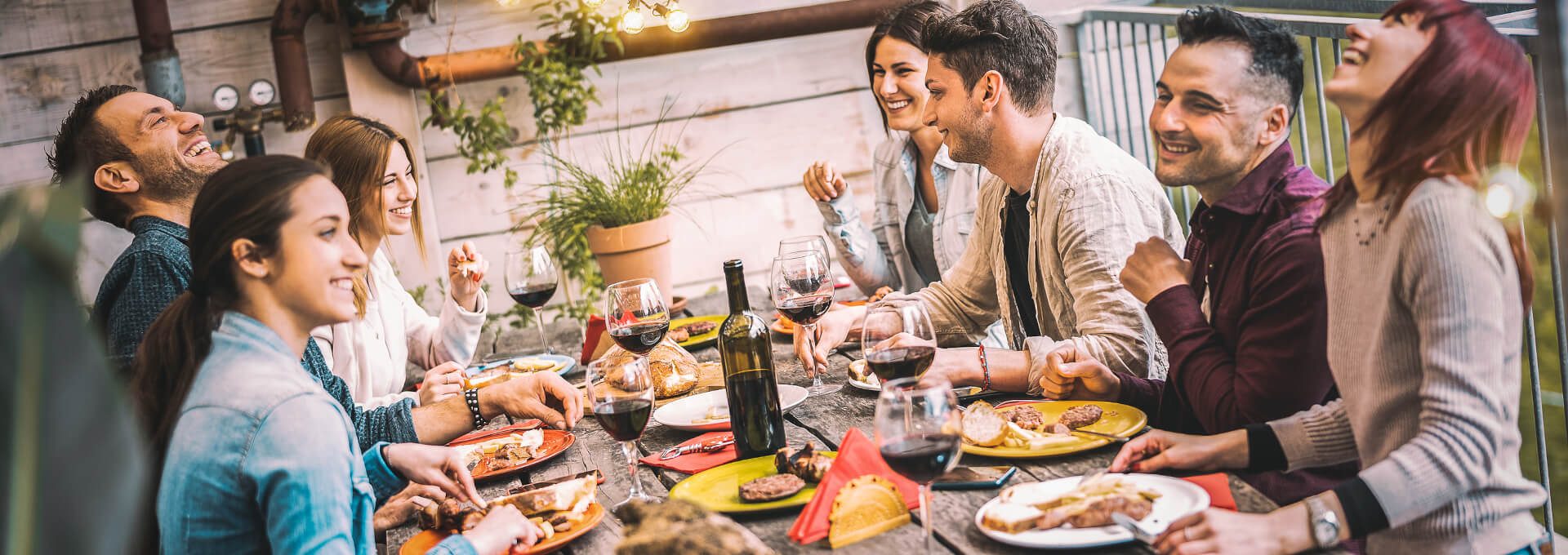 Friends having lunch and chatting