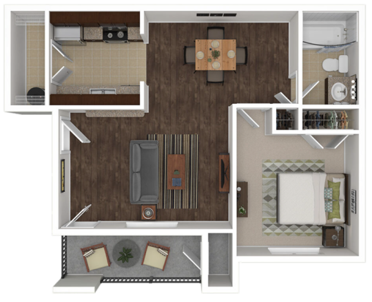 a floor plan of a two bedroom apartment at The Anatole on MacArthur North