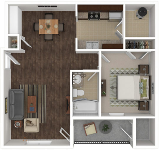 a floor plan of a two bedroom apartment at The Anatole on MacArthur North