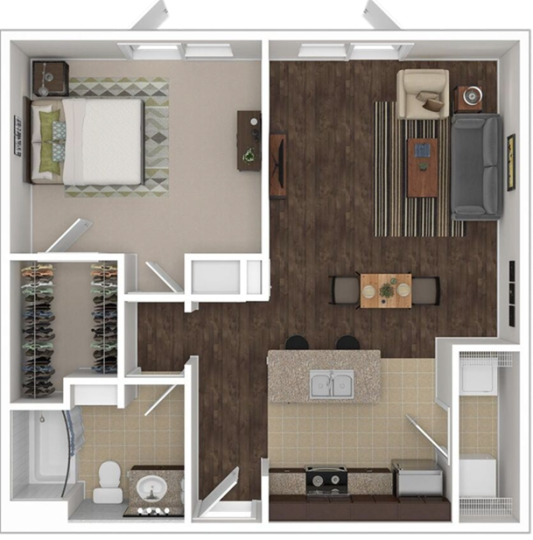 a floor plan of a two bedroom apartment at The Anatole on MacArthur North