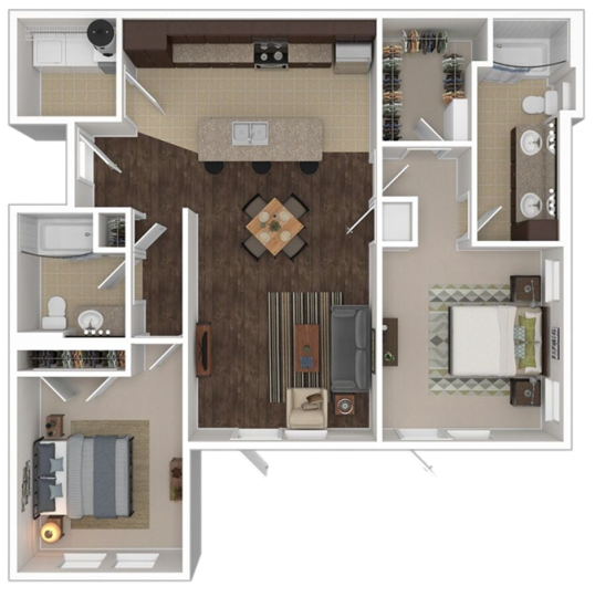 the floor plan for a two bedroom apartment at The Anatole on MacArthur North