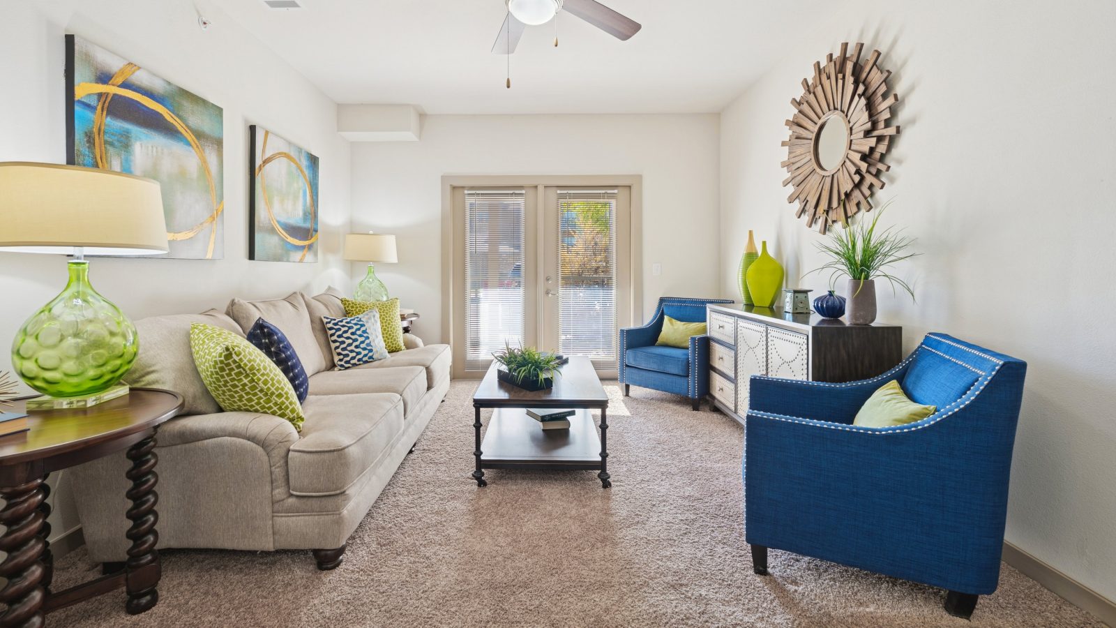 a living room filled with furniture and a couch