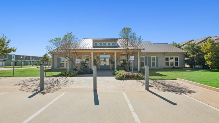 Exterior View of the Leasing Office and Parking Spots