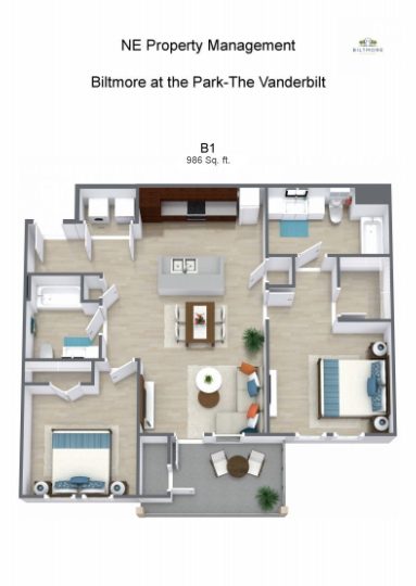 the floor plan for a two bedroom apartment at The Biltmore at  Park