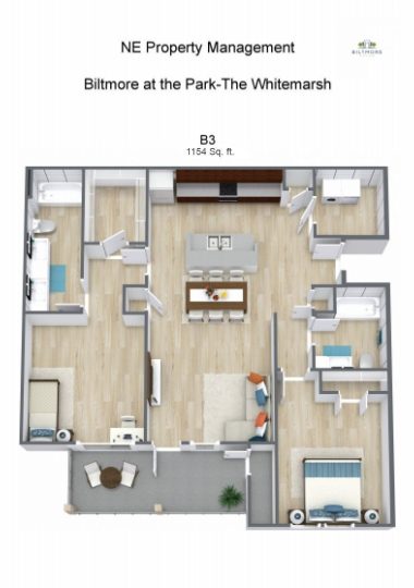 the floor plan for a two bedroom apartment at The Biltmore at  Park