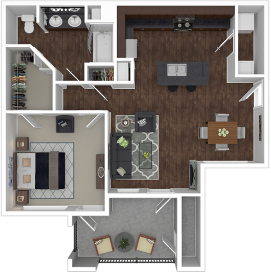 a floor plan of a two bedroom apartment at The  BLVD