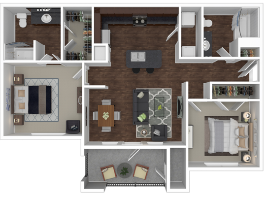 the floor plan for a two bedroom apartment at The  BLVD