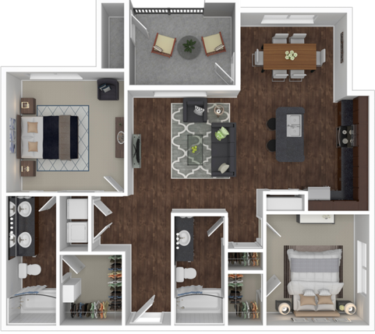 a floor plan of a two bedroom apartment at The  BLVD