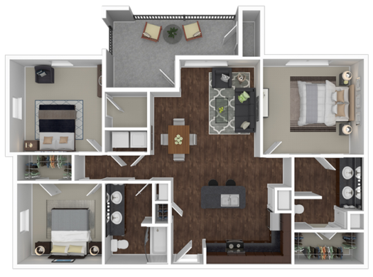 a floor plan of a two bedroom apartment at The  BLVD