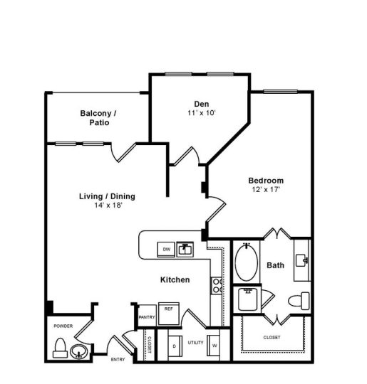 Swifty Skills Session Floor Plan Buena Vista 1 Bed 1.5 Bath 959 sqft