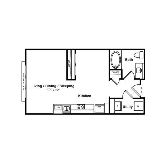 Swifty Skills Session Floor Plan Carmel Loft studio Bed 1 Bath 555 sqft