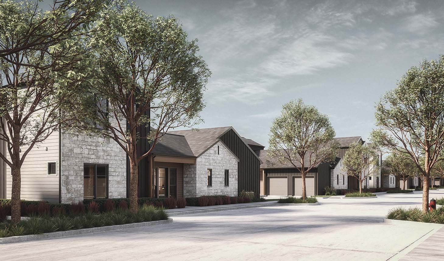 a rendering of the new homes at The parcHAUS