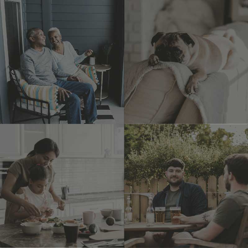 a collage of photos of people sitting at a table at The parcHAUS