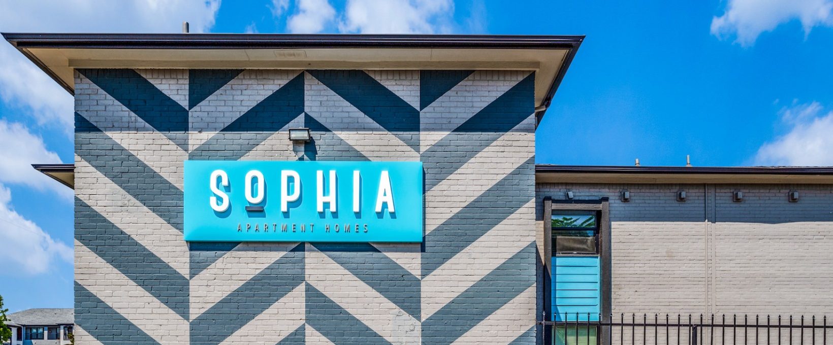 the sign for sophia's restaurant in a parking lot at The  Sophia