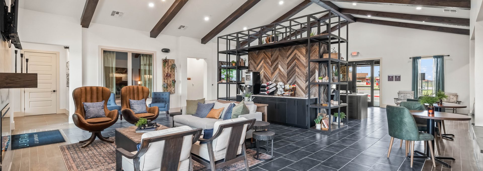 Clubhouse and Resident Lounge with tables and chairs