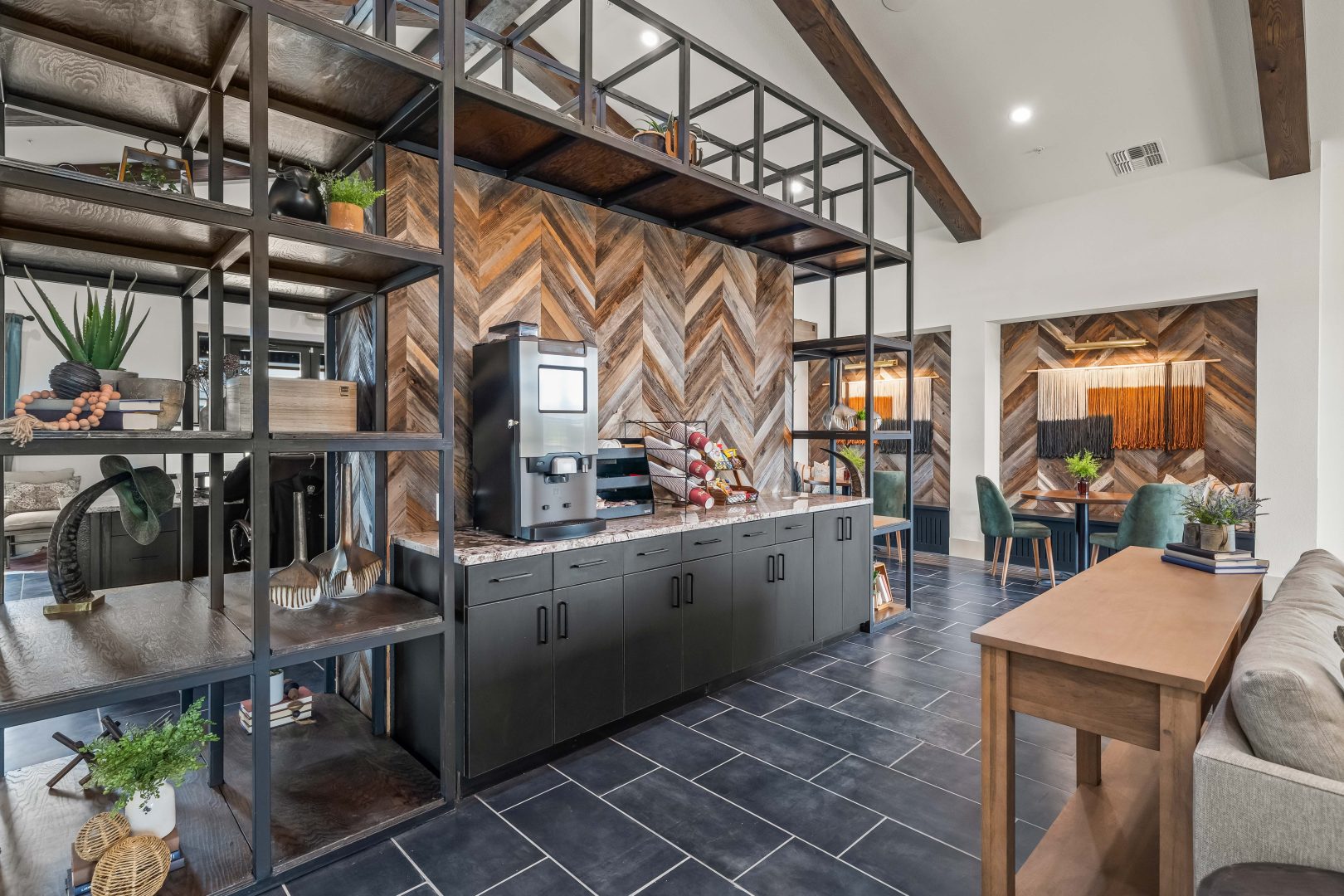 the kitchen has a large island and a large table at The La Ventana