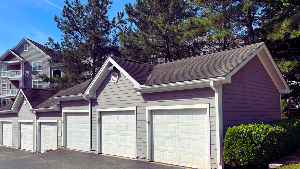 garage doors in a residential neighborhood at The Leyland Pointe