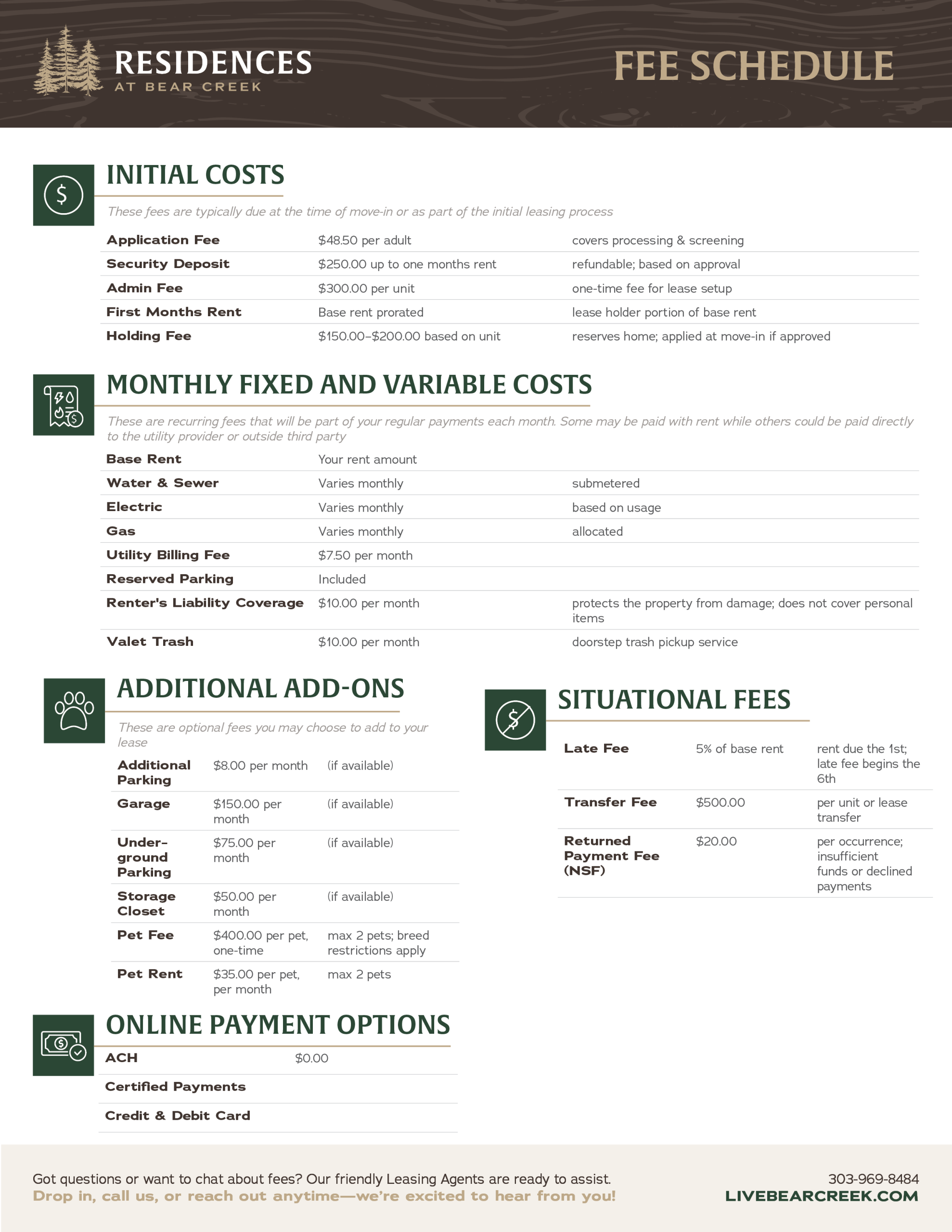 Fee Schedule