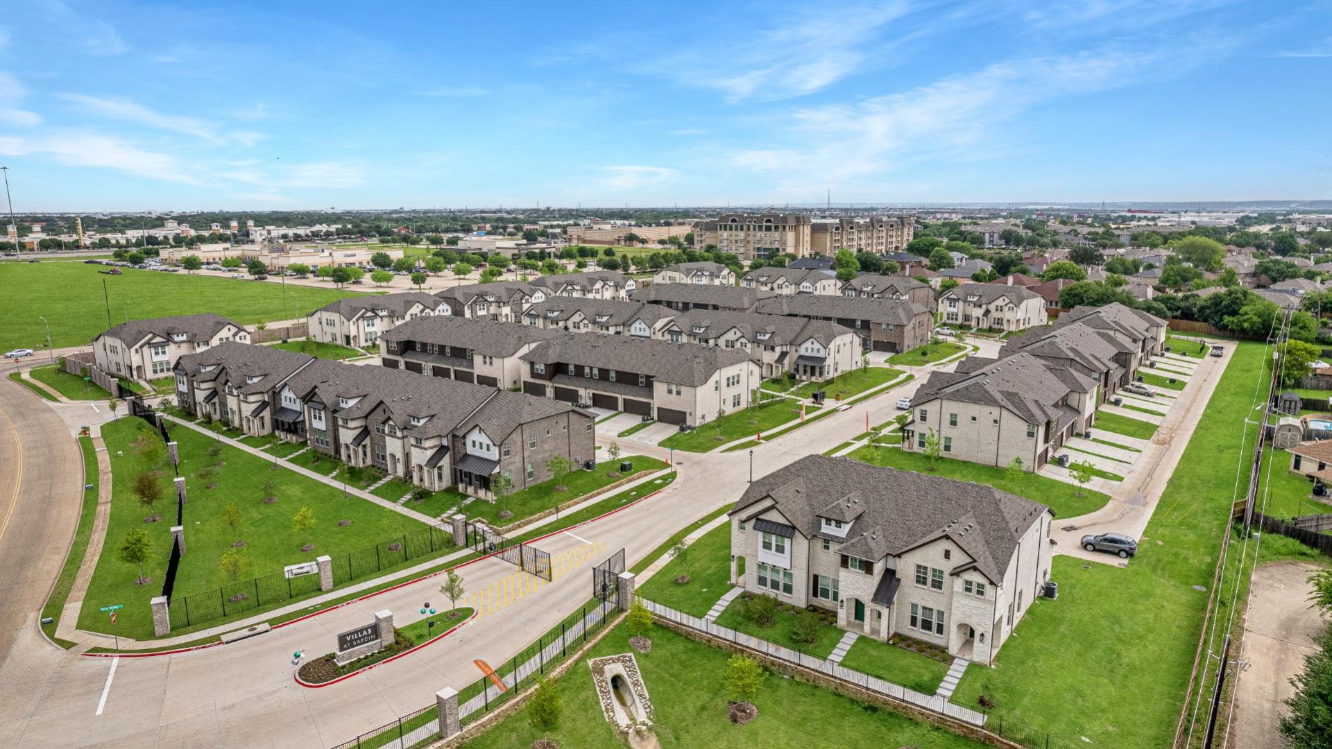 Aerial view of The Villas at Bardin's townhome community