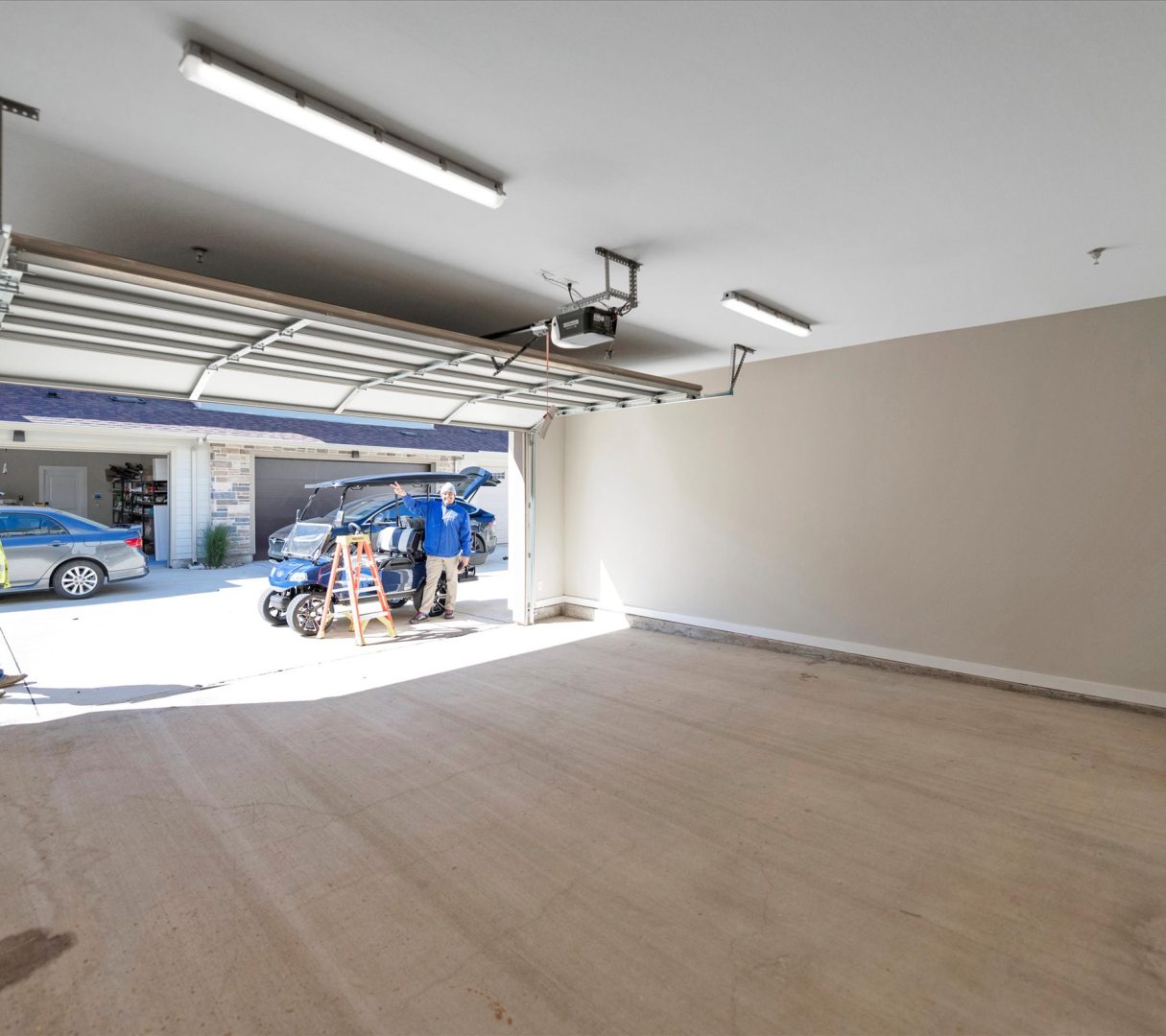 a garage with a car parked in it at The Town Arlington