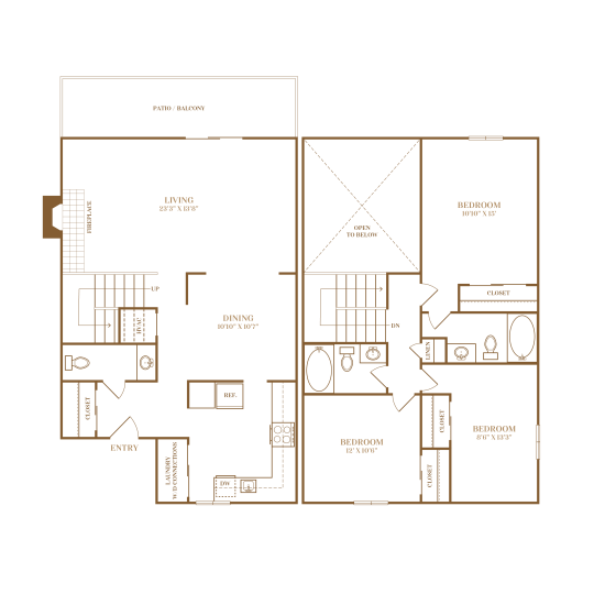 the floor plan for a two bedroom apartment at The  Darby