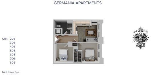 germania apartments - floor plan at The Germania Apartments