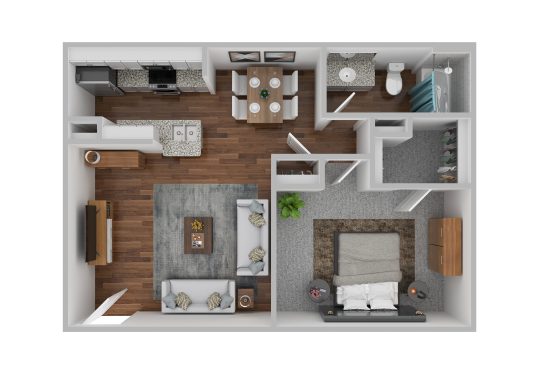 a floor plan of a one bedroom apartment at The Adalene
