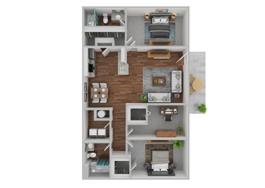 a floor plan of a three bedroom apartment at The Adalene