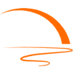 the logo for the company, with an orange and white wave at The Lakebridge Townhomes