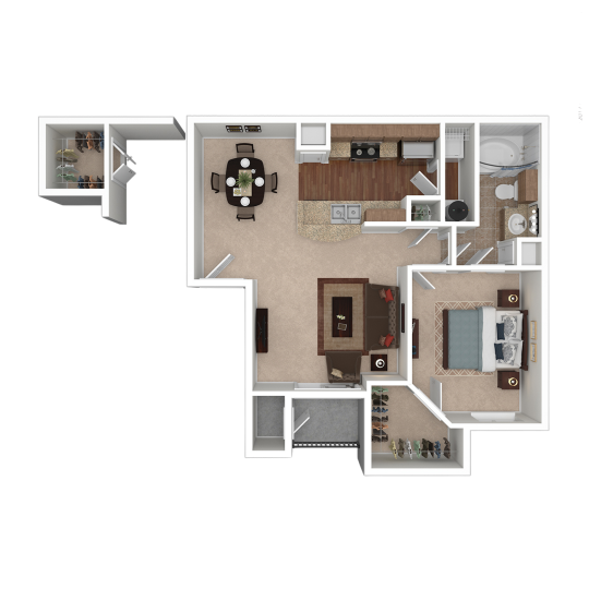 the floor plan of a two bedroom apartment at The Boulevard at Deer Park