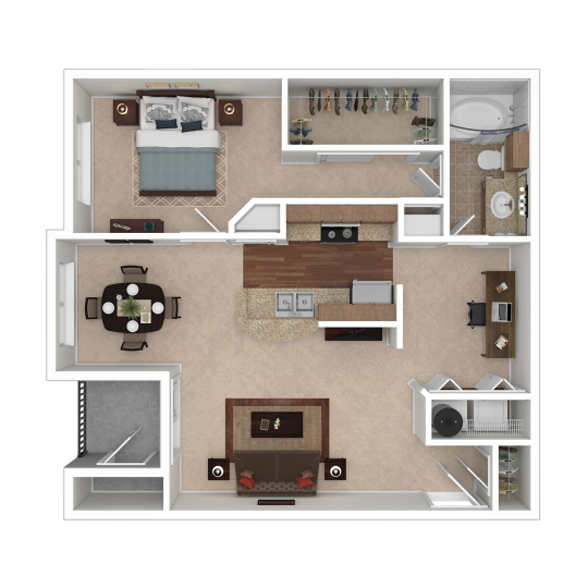 a floor plan of a two bedroom apartment at The Boulevard at Deer Park