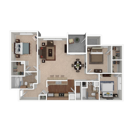 a floor plan of a two bedroom apartment at The Boulevard at Deer Park