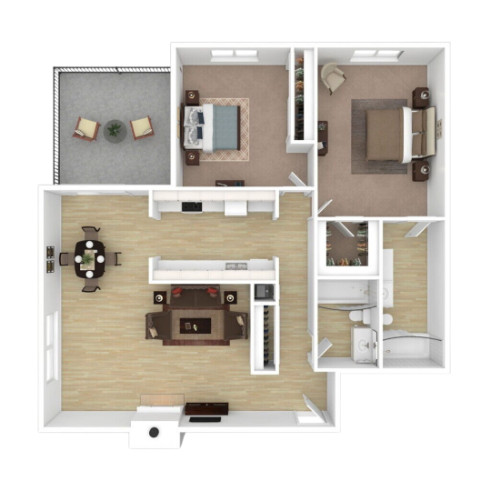 a floor plan of a two bedroom apartment at The Windchase Flats and Townhomes