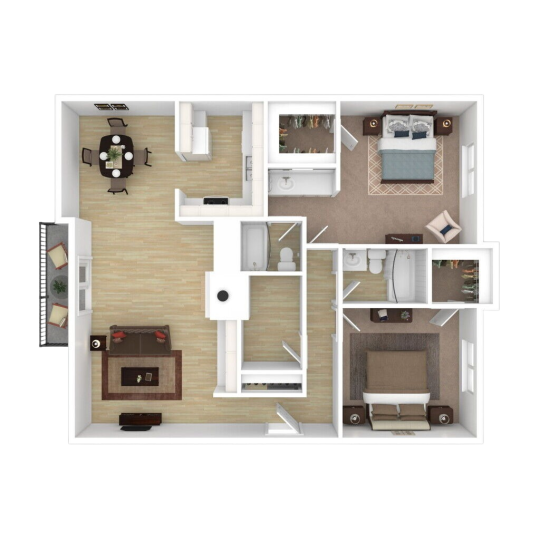 a floor plan of a two bedroom apartment at The Windchase Flats and Townhomes