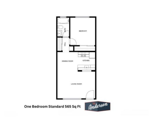 one bedroom apartment floor plan at The Anderson Apartments
