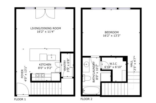 floor plan for the two bedroom apartment at The Franconia Court