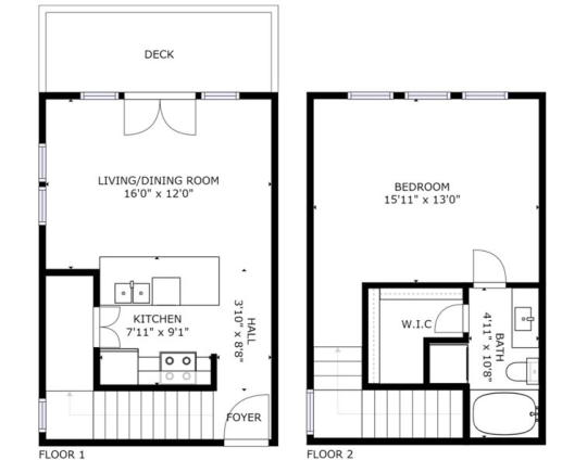 two bedroom apartment floor plans with one bedroom and one bathroom at The Franconia Court